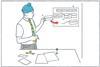 A school student making a poster showing an experiment and results