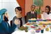 A cartoon of scientists from different eras at a party