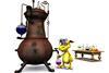 picture of cartoon character doing experiments