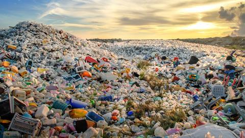 Mountains of waste plastic
